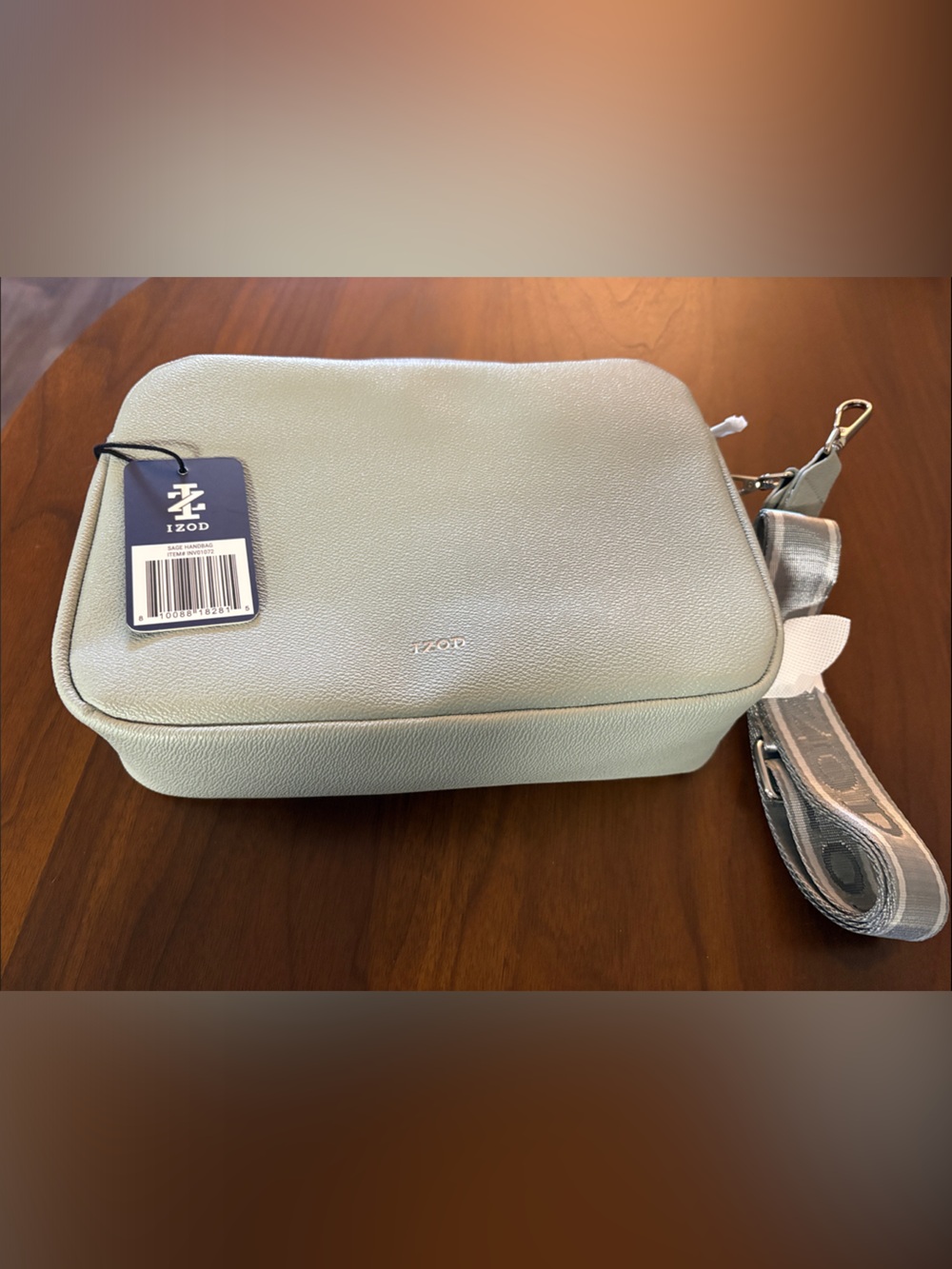 Izod Sage Green Pebbled Crossbody Handbag